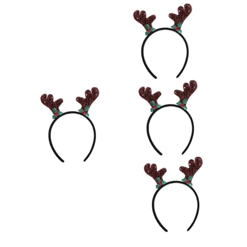 PRETYZOOM 4 Stück Geweih Stirnband Stoff Stirnband Haar Accessoire Kopfbänder Glocken Stirnband Weihnachten Hirschgeweih Ohren Kopfschmuck Haar Accessoires Für Weihnachten Party von PRETYZOOM