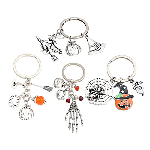 PRETYZOOM 4 Stück Halloween-schlüsselanhänger Gruselige Ketten Schlüsselanhänger Geister-schlüsselanhänger Halloween-Ring Halloween-Halter Silver Metall von PRETYZOOM