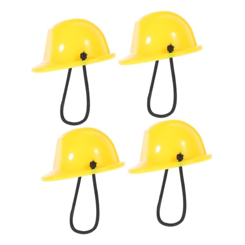 PRETYZOOM 4 Stück Helm Kostüm Partyhut Liner Visier einstellbar puppenzubehör doll Accessories Kopfschutz für Puppen Safety Cap Haustier Hut Mini-Sicherheitshut- Abs Yellow von PRETYZOOM