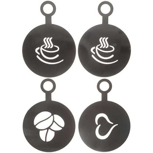 PRETYZOOM 4 Stück Kaffee-latte-form Kaffee Stift Kunst Milchkännchen Für Kaffeemaschine Kaffeebar Cupcake-schablonen Cafe Kaffeekannen Kaffeehalter Beutel Kaffeesatz Black Rostfreier Stahl von PRETYZOOM