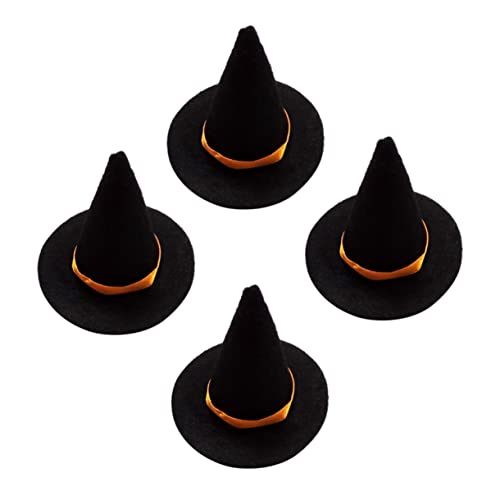 PRETYZOOM 4 Stück Mini-Hexenhüte gespenstisch Hexenhut mit Schleier Sombrero-Cupcake-Topper halloween dekoration halloween-dekoration weihnachtsdeko DIY-Kunsthandwerk Weinflasche Black von PRETYZOOM