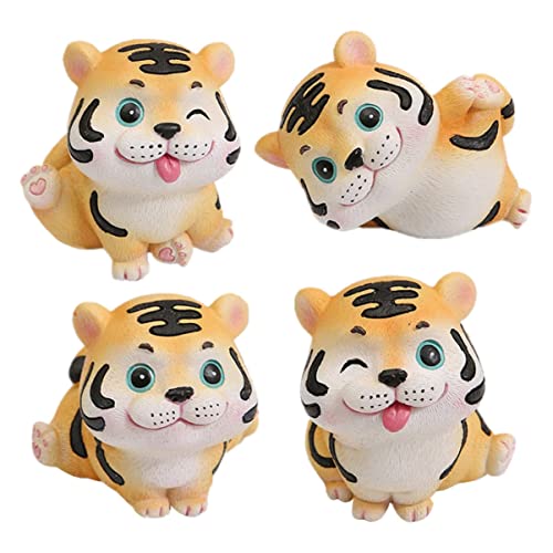 PRETYZOOM 4 Stück Niedliche Tiger Ornamente Chinesische Maskottchen Dekoration Glückliche Tierfiguren Miniatur Tiger Tiere Mond Neujahrs Dekorationen Spielzeug Für Draußen Chinesische von PRETYZOOM