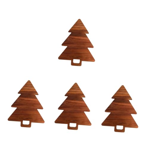 PRETYZOOM 4 Stück Weihnachtsbaum-schneidebrett Weihnachtliches Serviertablett Weihnachts-serviertablett-teller Weihnachtsbonbonteller Weihnachtsbaum Wurstbrett Wurstplatte Holz Light Brown von PRETYZOOM