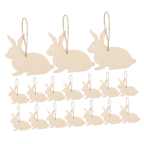 PRETYZOOM 40St Osterhasen-Anhänger Heimdekoration Toiletten-Kits Anhänger Hase Topfgriff-Sets Osterhasen Holzanhänger DIY Osterdeko Osteranhänger aus Holz Ostern Holzausschnitt hölzern Beige von PRETYZOOM