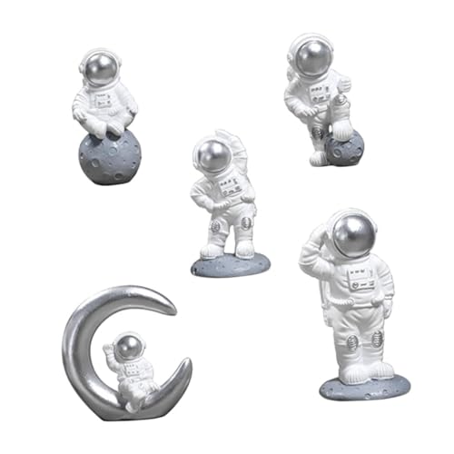 PRETYZOOM 5 STK Astronauten-Ornamente Astronautenfigur Sternenzerstörer Raumfähre System Weltraum-Party-Dekorationen Außerirdische Statue Raumgeburtstagsdekorationen Harz von PRETYZOOM