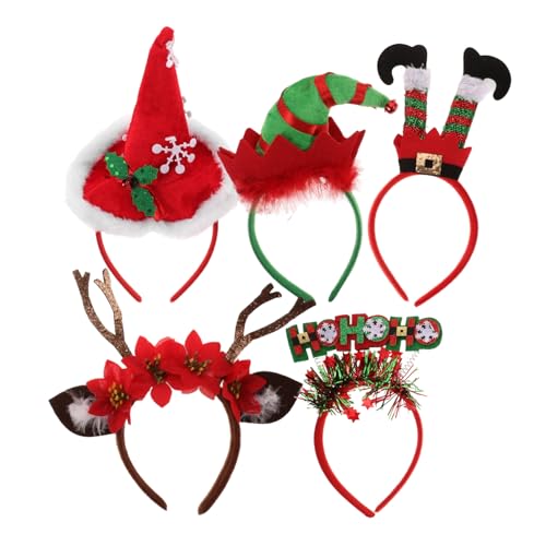 PRETYZOOM 5 Stück Weihnachtsmütze Stirnband Weihnachts Stirnbänder Niedliches Weihnachts Stirnband Niedliches Party Kostüm Zubehör Krippen Ornamente Weihnachtsmützen von PRETYZOOM