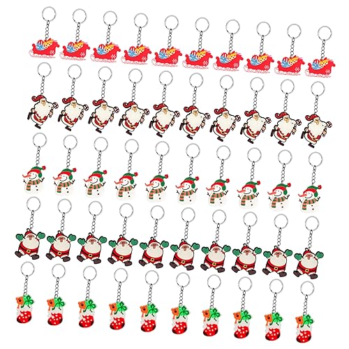 PRETYZOOM 50 Stück Weihnachtlicher Weichkleber-Anhänger Weihnachtsanhänger Neuartiger Schlüsselanhänger Schlüsselringe Schlüsselbund Cartoon-Schlüsselanhänger Puppenornament von PRETYZOOM