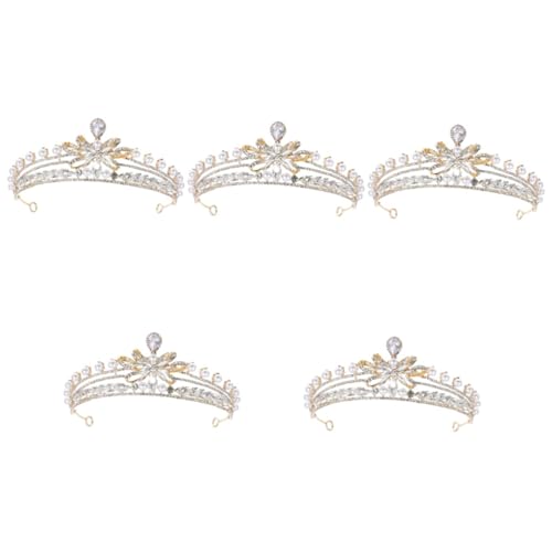 PRETYZOOM 5St Krone Haarschmuck Festzugskronen Strass Tiara Krone Braut Stirnband kleine Tiara Strass-Tiara Hochzeit Kopfschmuck Prinzessinnenkronen Tiara für Mädchen Strasssteine Golden von PRETYZOOM