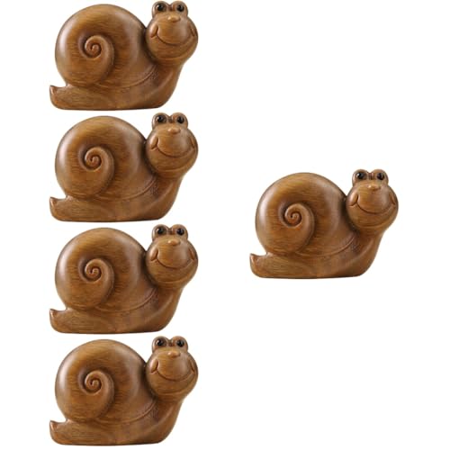 PRETYZOOM 5St Schnecke Holzstatue Schnecke Dekoration Holzschnecke Statue Schnecke Ornament Schnecke Holzfigur Solar- Desktop-Ornament kreative schneckenstatue Sandelholz Black von PRETYZOOM