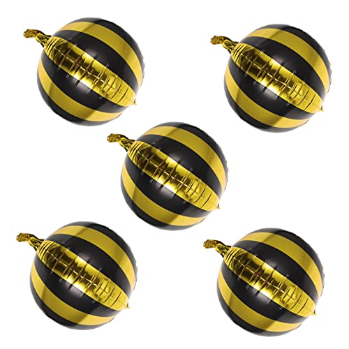 PRETYZOOM 5st Gestreifter Ballon Helium Folienballongewicht Mit Fransen Luftballons Mit Nutztieren Luftballons Aus Goldener Folie Luftballons Gold Spiral- Bienenballons Aluminiumfolie Black von PRETYZOOM