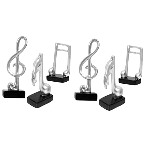 PRETYZOOM 6 STK Verzierungen Mit Musiknoten Tischzeichen Für Musiknotizen Musiknoten-bastelarbeiten Für Zu Hause Musiknoten-Desktop-Ornament Schreibtischdekoration Musical Kunstharz Silver von PRETYZOOM