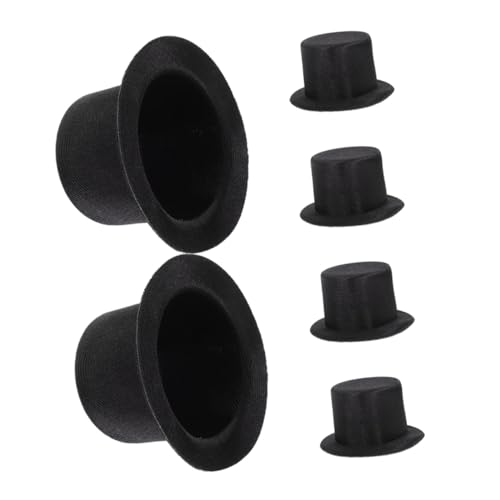 PRETYZOOM 6 Stück Hutzubehör Mini-Hut Schneemannmützen Winterhandschuhe herren Puppenhüte Filz-Fedoras Puppenaccessoires Partyhüte für Puppen zarte Miniaturhüte Puppenzubehör Stoff Black von PRETYZOOM