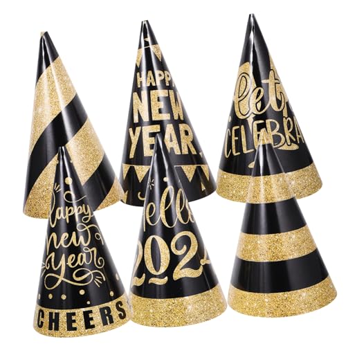 PRETYZOOM Goldene Neujahrsparty Papierhüte Kegelhüte Für Silvesterfeiern Fotorequisiten Und Festliche Dekoration Ideale Partyhüte Für Neujahrsevents von PRETYZOOM