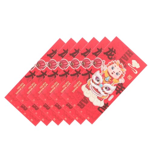 PRETYZOOM 6St Roter Umschlag zum Jahr des Drachen Mondjahr rote Umschläge chinesischer roter umschlag zum neuen jahr chinese new year chinesisch neujahr Drachenpakete rotes Paket Papier von PRETYZOOM