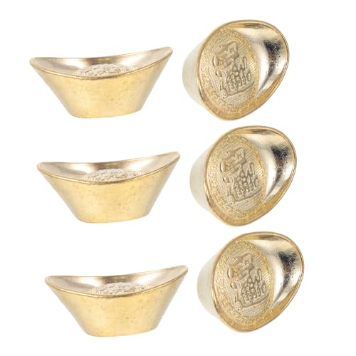 PRETYZOOM 6st Barren-Ornament Dekorativ Staubstecker Charme Ornamente Glückverheißender Schmuck Klingglöckchen Die Mini- Für Büro Schwimmbad Barren Silberbar Golden Kupfer von PRETYZOOM