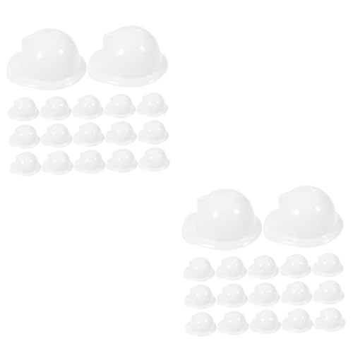 PRETYZOOM 80 Stk Mini-Bauhut Puppen-Schutzhelm Puppenbaumütze Mini-Hut kleiner Puppenhut Puppe verkleiden sich Hüte safety cap relief cap Miniaturpuppen-Bauhut Mini-Helme Plastik Weiß von PRETYZOOM