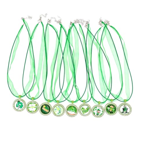 PRETYZOOM 9st Halskette Für Bausatz Vergoldete Halskette Charme Dekorationen Schmuck Armbänder Reize Halskette St. Patrick's Day-halsketten Hals Zubehör Pu-seil Green von PRETYZOOM