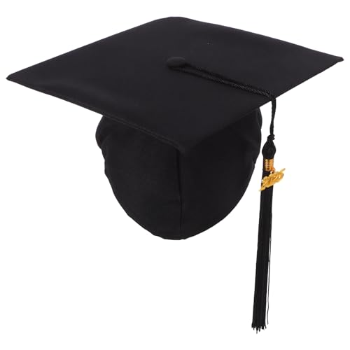 PRETYZOOM Abiturmütze Quastenkappen Graduierungskappen Abschlussfotodekorationen Abschlusskappen Abgestufte Stirnbänder Partyhüte Abschlusshüte Schuppendekoration Polyester Black von PRETYZOOM