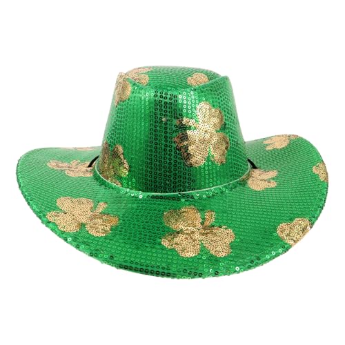 PRETYZOOM Stilvoller Cowgirlhut Zum St. Patrick's Day Partyhut mit Leuchtenden Pailletten für Frauen Bühnenauftritte von PRETYZOOM