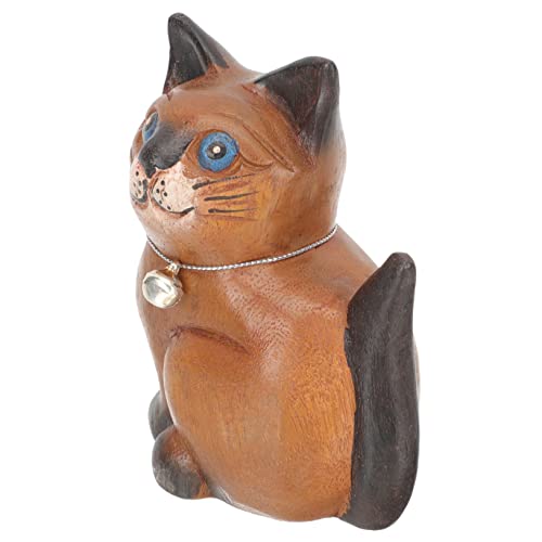 PRETYZOOM Elegante Katzenstatue Aus Holz Von Small Cat Decor Für Jungen- Und Mädchenzimmer Katzenpflege-skulptur Als Dekoration von PRETYZOOM