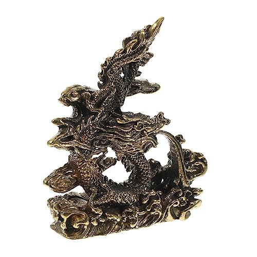 PRETYZOOM Desktop-drachenminiatur Für Bärtige Drachen Tierfiguren Für Kleinkinder Drachenlicht Plüsch Tiere Dekoration Tierstatuen- Metallhandwerksdekor Kupfer von PRETYZOOM