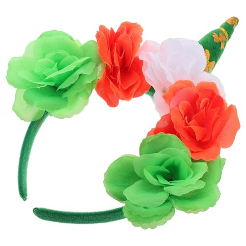 PRETYZOOM Einhorn Stirnband Dreifarbige Blumenstirnbänder Irische Diademe Kostümrequisiten Diademe Für Mädchen Irische Stirnbänder Mädchen Stirnbänder Grüne Festival-stirnbänder Stoff von PRETYZOOM