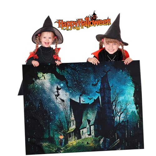 PRETYZOOM Halloween Bedruckte tischdecke Runde Tischdecke Dekoration Halloween-Fensteraufkleber Halloween tischdecke Halloween Table Cloth Halloween-Party-Tischdecke Halloween-Tischdecke von PRETYZOOM