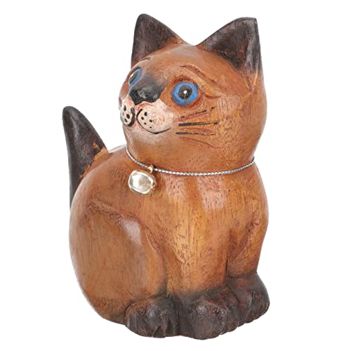 PRETYZOOM Heimkatzen- kleine Katze Kuchendeckel Katze Mikrolandschaftsornament Kratzbaumdekoration wohnaccessoires Woodcarver Katzenfigur aus Holz Katzenverzierung hölzern Coffee von PRETYZOOM