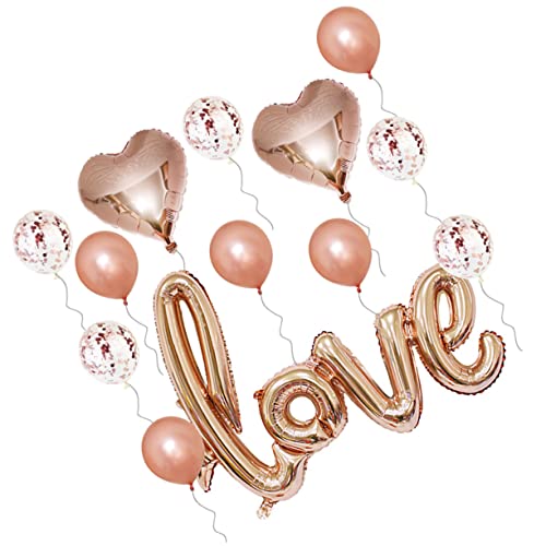 PRETYZOOM Hochzeitsdeko Ballon Set Perlmutt Latexballons Konfetti Ballons Herzballons Und LOVE Schriftzug von PRETYZOOM