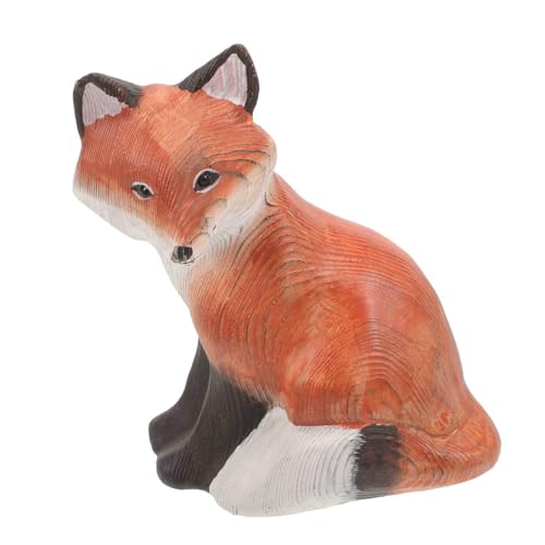 PRETYZOOM Holzfigur Fuchs Statue Handgefertigte Deko Für Zuhause Kreative Tierfigur Aus Originelles Stilvolle Bürodekoration Niedliche Fuchs Skulptur Für Jeden von PRETYZOOM