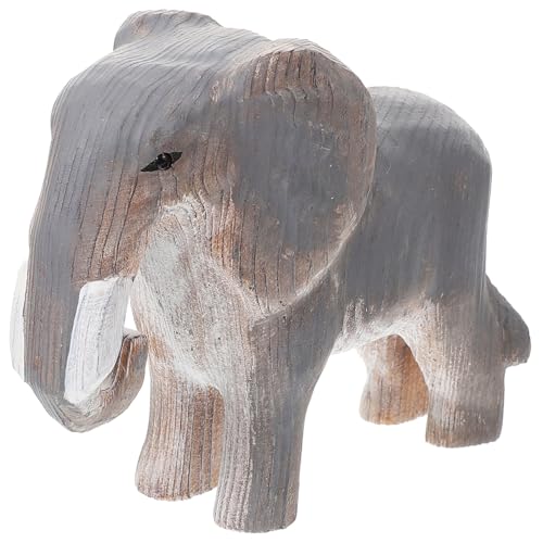 PRETYZOOM Holzschnitzerei Elefant Tiere Figuren Tierfigur Tierornament aus Holz Tierstatue schickes Elefantendekor Tierschmuck aus Holz Elefantenstatue aus Holz Tierdekor aus Holz hölzern von PRETYZOOM