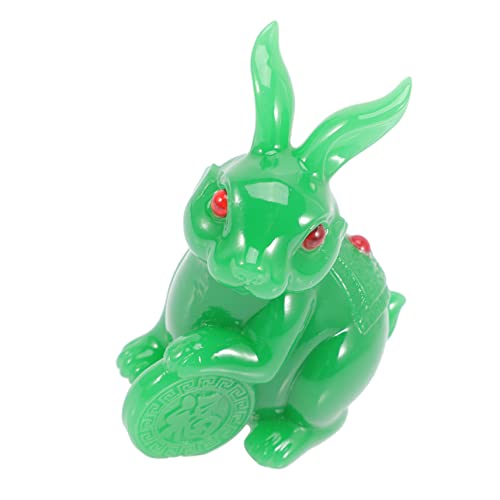 PRETYZOOM Jade-Kaninchen-Ornament Plüsch Osterhasenkostüm Gnom Hasen-Outfit Cartoon-Decke Tragen Sparschwein Kaninchenzubehör Figur Kaninchenlicht Tischdekoration Hase Harz Green von PRETYZOOM