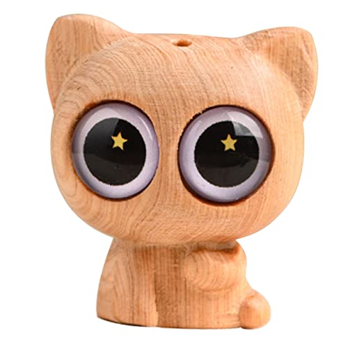 PRETYZOOM Kätzchen Aus Holz Katzenhandwerk Miniatur-tierstatue Schlüsselanhänger Katze Charme Miniatur-katzenfigur Kleine Katzenfiguren Kätzchen-Statue Katzenstatuen-anhänger Holzig Holztier von PRETYZOOM