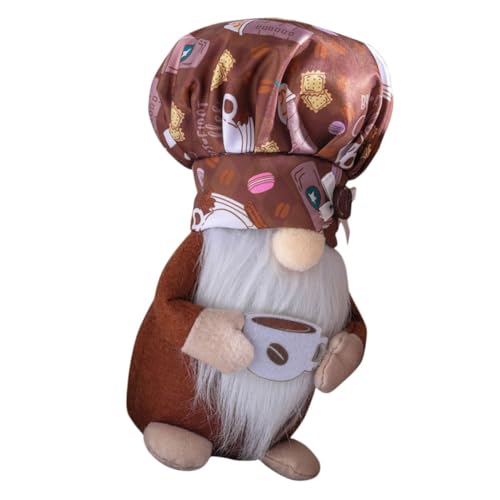 PRETYZOOM Kaffee Plüschzwerg GNOME Küche Heimdekoration Couchtischdekorationen Kaffeeecke Kaffeezwerg Figur Ferienzwerge Gestuftes Tablett Mit Wichteldekorationen Polyester von PRETYZOOM