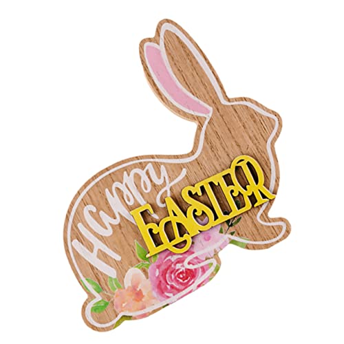 PRETYZOOM Kaninchen-holzverzierung Ostern Tischschild Desktop-Kaninchen-Schild-Ornament Ostern Dekoratives Tischschild Ostern Tischdecke Korb Osterparty-Dekorationen Osterdeko Hase Osternest von PRETYZOOM