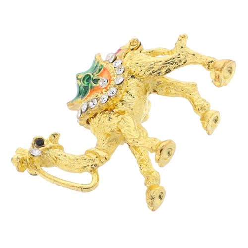 PRETYZOOM Kasten Kamel-schmuckkästchen Halter Für Eheringe Schmuckschatullen Aufklappbar Kamelfigur Ornament Schmuckbehälter Tierschmuckhalter Tierfiguren Aus Kristall Zinklegierung Golden von PRETYZOOM