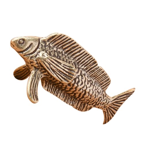 PRETYZOOM Mini-Fisch-Tischdekoration Schildkrötenstatue Mini-Fischskulptur Bass Fisch Dekorationen Fischdekor für zu Hause kleine Messingverzierung Fischfiguren aus Messing Golden von PRETYZOOM