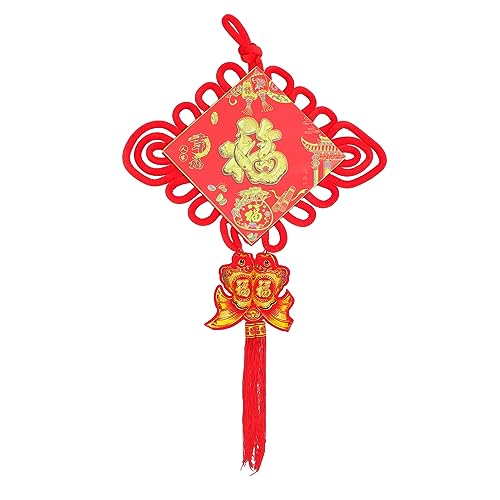 PRETYZOOM Ornament Glyzinien Dekorationen Chinesische Knoten Hängende Verzierungen Chinesische Laternen Kawaii Herbstdeko Girlanden Knotenquastenbehänge Frühlingsfest Wandbehang Rot Flanell von PRETYZOOM