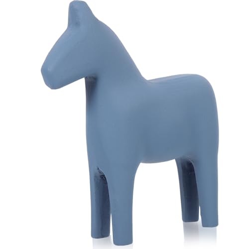 PRETYZOOM Pferdeverzierung Aus Holz Pferdespielzeug Federnd Kerle Pferdestatue Kuh Pferdeschmuck Tierfiguren Ornamente Tiere Einhorn Blue Kiefernholz von PRETYZOOM