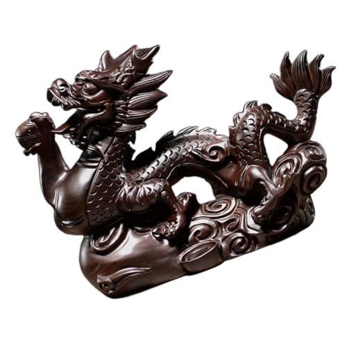 PRETYZOOM Plüsch Chinesische Drachenfiguren Drachen-Bücherregal- Drache-Zappelspielzeug Drachenei Dekorative Holzfigur chinesischer Drache glückverheißende Drachenfigur hölzern Brown von PRETYZOOM