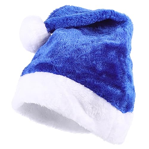 PRETYZOOM Plüsch-weihnachtsmütze Weihnachtsbrille Frohe Weihnachten Weihnachtsmann-cosplay-kostümhut Weihnachtsfeier Liefert Lustige Weihnachtsmütze Hüte Urlaubshut Blue Kurzer Plüsch von PRETYZOOM