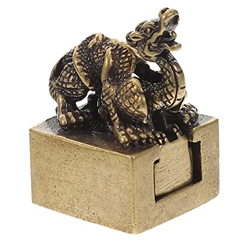 PRETYZOOM Qinglong-Siegel tragen Skulptur für Neugeborene Bär Plüsch -Ankündigung Tierkreishandwerk für die Dekoration Drachenstatue Heimdekoration kleine Drachenfiguren Kupfer von PRETYZOOM