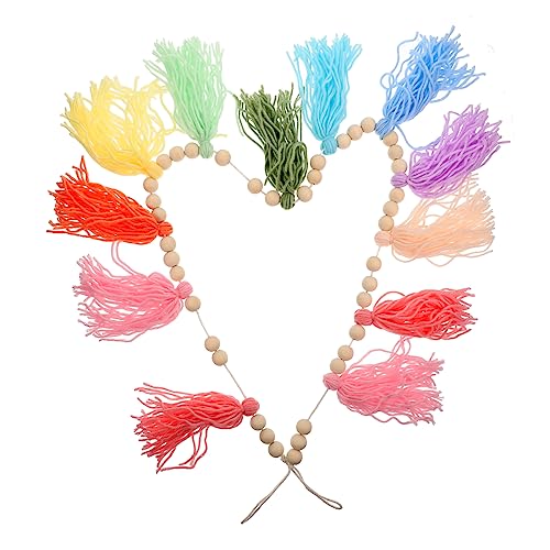 PRETYZOOM Quaste Wandbehang Raumbanner Handdekor Quasten-girlanden-Banner Regenbogenquastendekoration Innendekoration Quaste Perlen Party Kulisse Heimdekorationen Colorful Baumwollfaden von PRETYZOOM