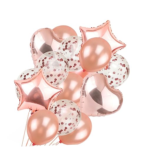 PRETYZOOM Rose Gold Konfetti Ballons Set Ballons Konfetti Ballons Herzform Ballons Sternform Ballons Party Deko Für von PRETYZOOM