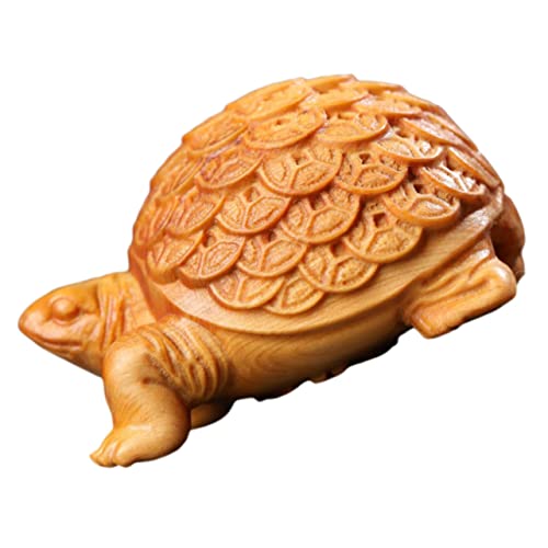 PRETYZOOM Schildkrötenstatue aus Holz holzornament Woodcarver Dekorative Holzfigur holzschnitzerei Desktop-Schildkrötenstatue Tierskulptur Schreibtischdekoration hölzern Light Brown von PRETYZOOM