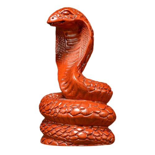 PRETYZOOM Schlangen-Ornamente Jahr des Schlangendekors Handgeschnitzte Tierfiguren Schlafzimmer-tierdekoration Handgefertigte Tierfiguren Feng-Shui-Schlange Bürotierstatuen Orange Hölzern von PRETYZOOM