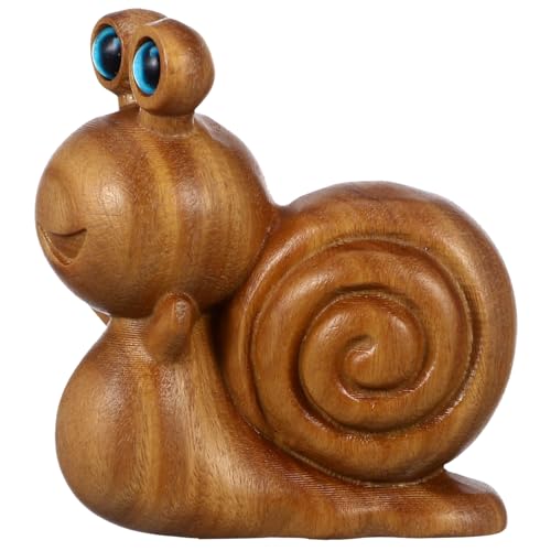 PRETYZOOM Schnecke Aus Holzschnitzerei Statue Schnecken-Desktop- Handgeschnitzte Figuren Desktop-schneckenverzierung Kleines Schneckendekor Desktop Dekorative Schnecke Hölzern von PRETYZOOM