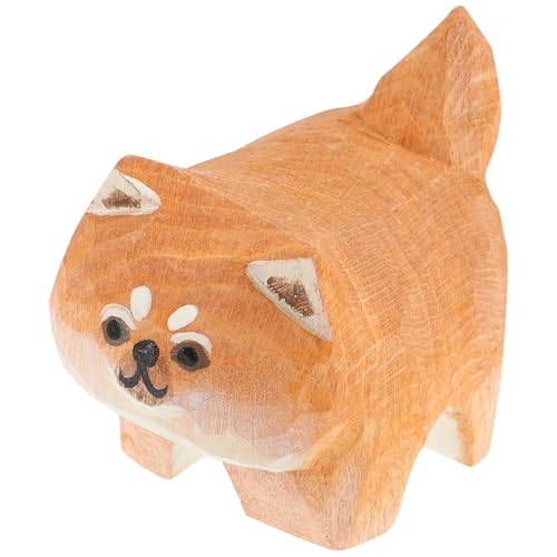 PRETYZOOM Schnitzereien Aus Holz Welpe Urnen Wohnkultur Dekoration Tierspielzeug Hund Tiere Gießen Holzschnitzen Desktop-Ornament Holzornamente Mini-holzverzierungen Holzskulptur Linde von PRETYZOOM