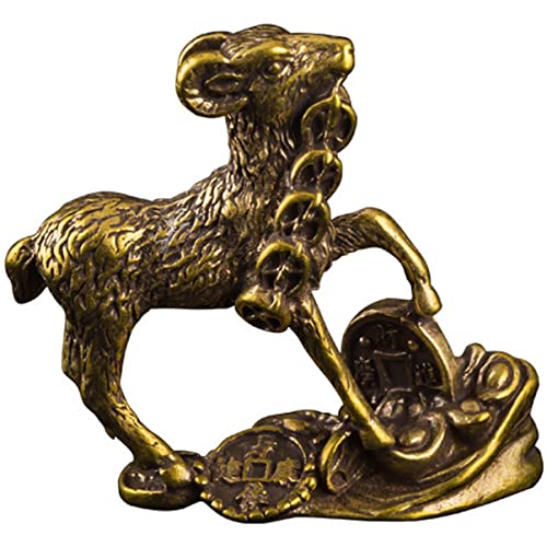 PRETYZOOM Tee-Haustier-Ornament Ziegenornament Ziegenstand Figuren Tiere Ziege Halskette Schreibtisch Dekoration Animal Figures gebutagsdeko Autoschmuck Geburtstagsversorgung Messing Golden von PRETYZOOM