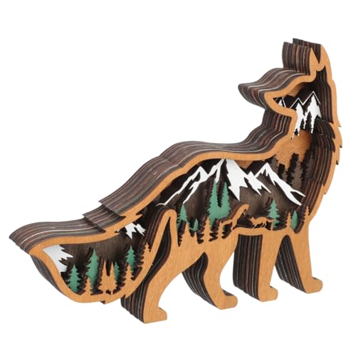 PRETYZOOM Tierornamente aus Holz weihnachtsdeko REH Holzfiguren Weihnachten Waldtierhandwerk Wolf-Dekorationen Weihnachtsschmuck Haushaltsgegenstände kreative artware tierisches Holzhandwerk von PRETYZOOM